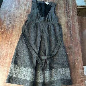 American Retro Paris Louvre Herringbone Midi Dress